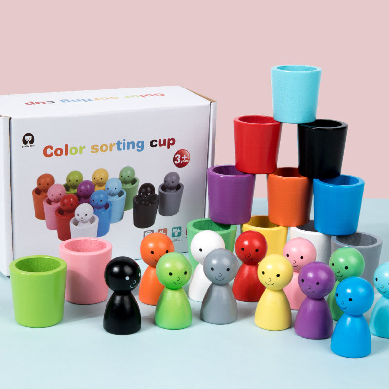 Montessori Colour Sorting Cups Wooden Learning Game – Early Learning Made Fun