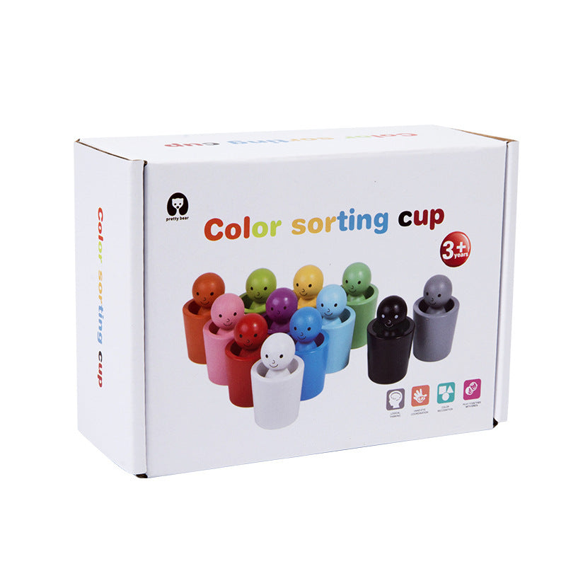 Montessori Colour Sorting Cups Wooden Learning Game – Early Learning Made Fun