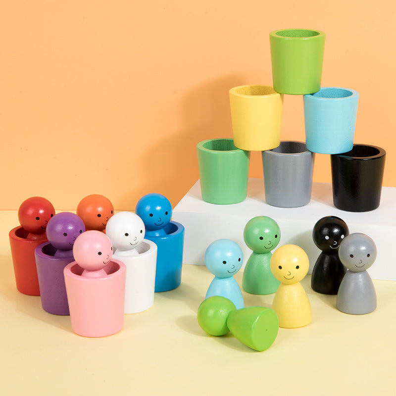 Montessori Colour Sorting Cups Wooden Learning Game – Early Learning Made Fun