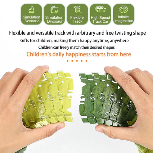 Dinosaur Adventure Track Set – Flexible Railway with Light-Up Train