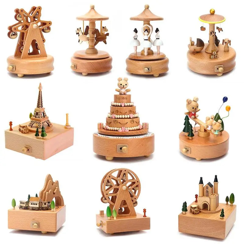 Wooden Wind-Up Music Box – Elegant Decorative Melody Gift