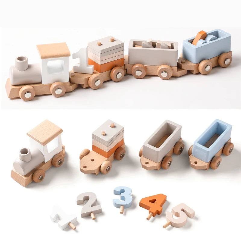 Wooden Birthday Train – Montessori Learning Toy For Early Development