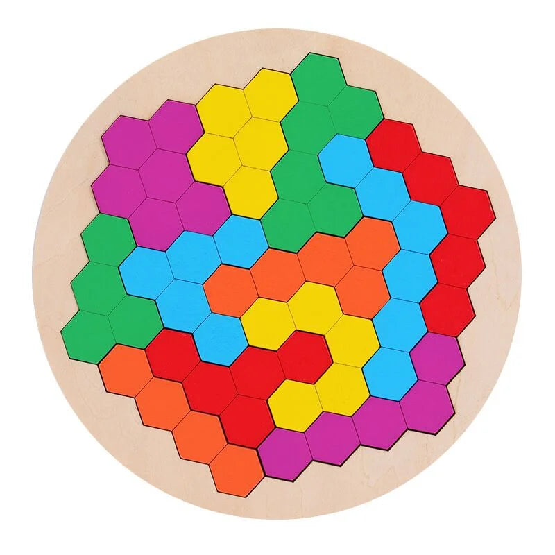 Montessori Hexagon Block Puzzle – Creative Learning Through Play