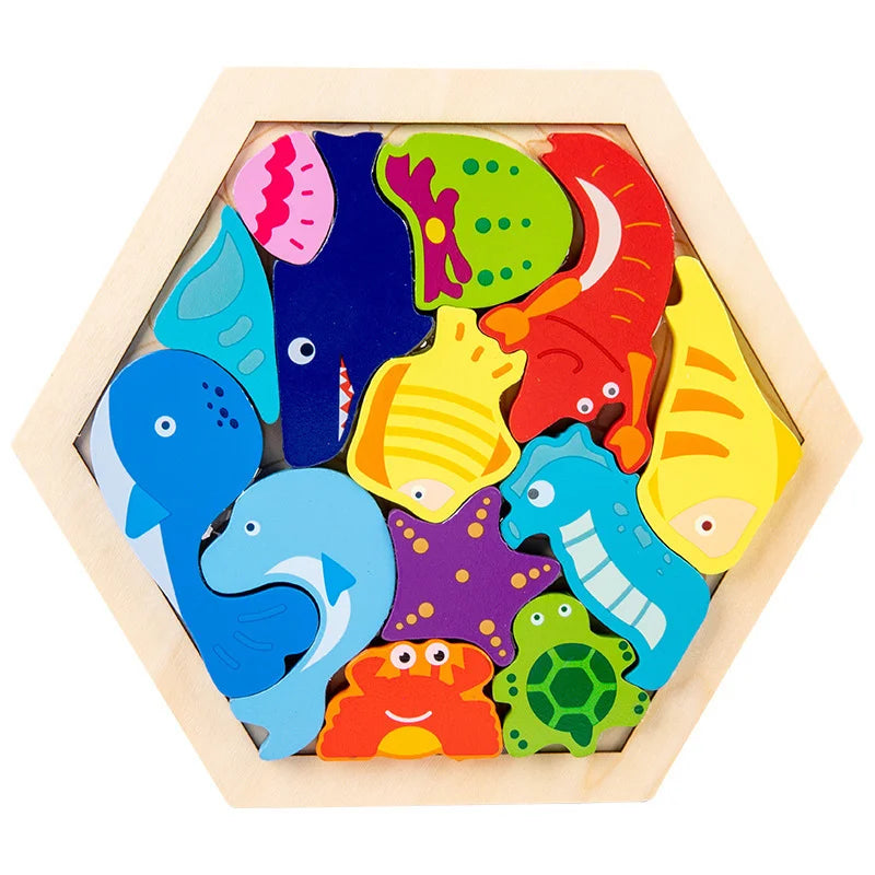 Montessori Hexagon Block Puzzle – Creative Learning Through Play