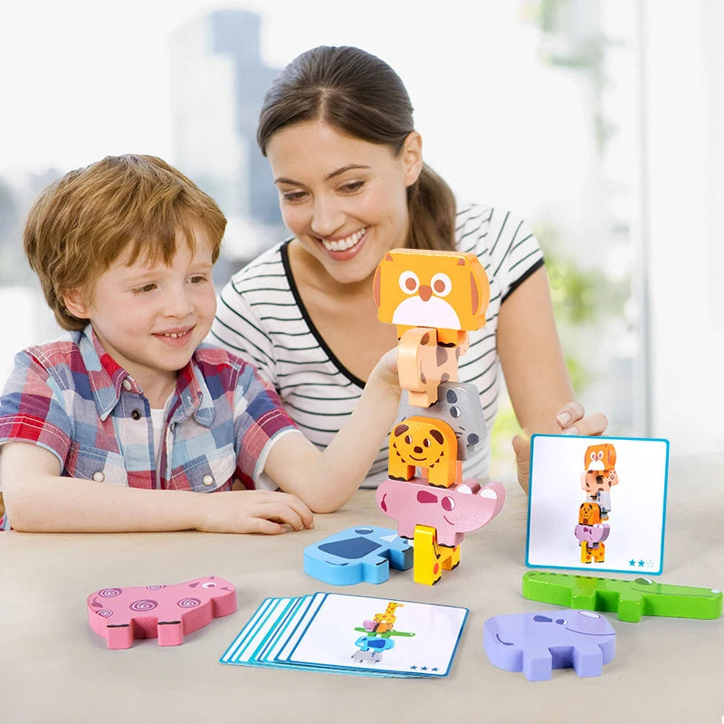 Wooden Animal Stacking Puzzle – Montessori Learning Blocks For Creative Early Development