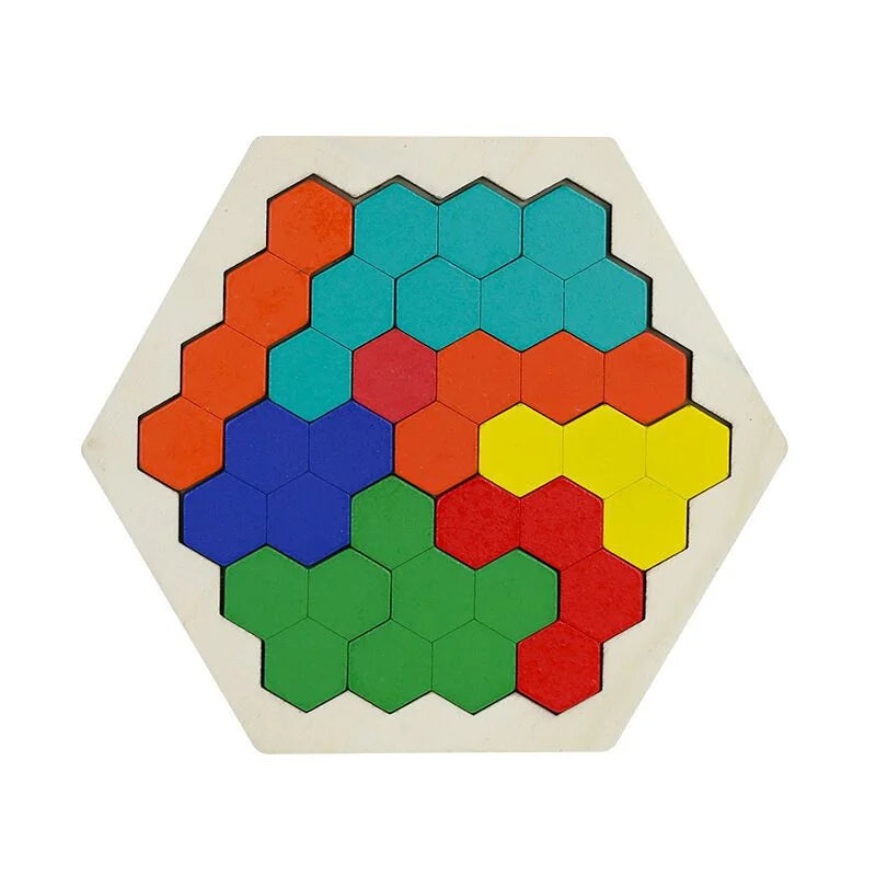 Montessori Hexagon Block Puzzle – Creative Learning Through Play