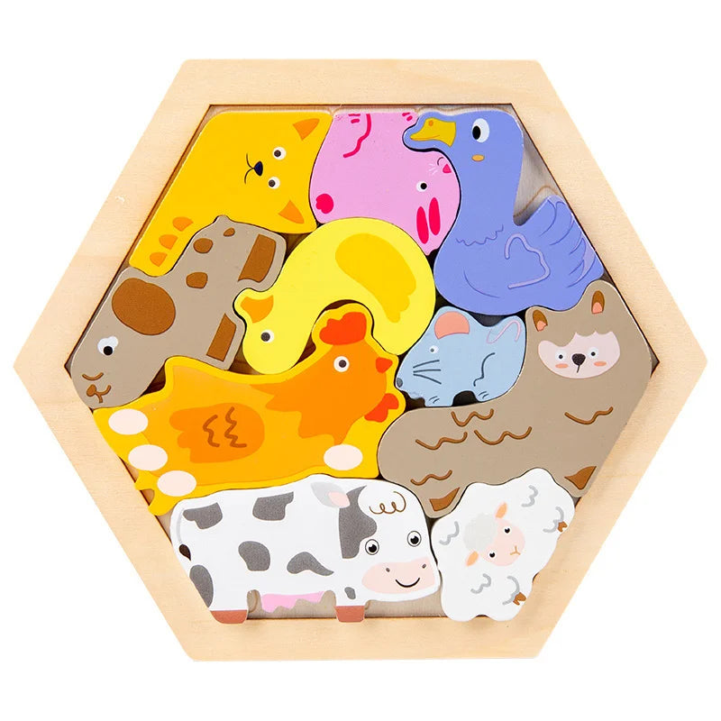 Montessori Hexagon Block Puzzle – Creative Learning Through Play