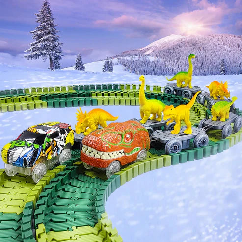 Dinosaur Adventure Track Set – Flexible Railway with Light-Up Train