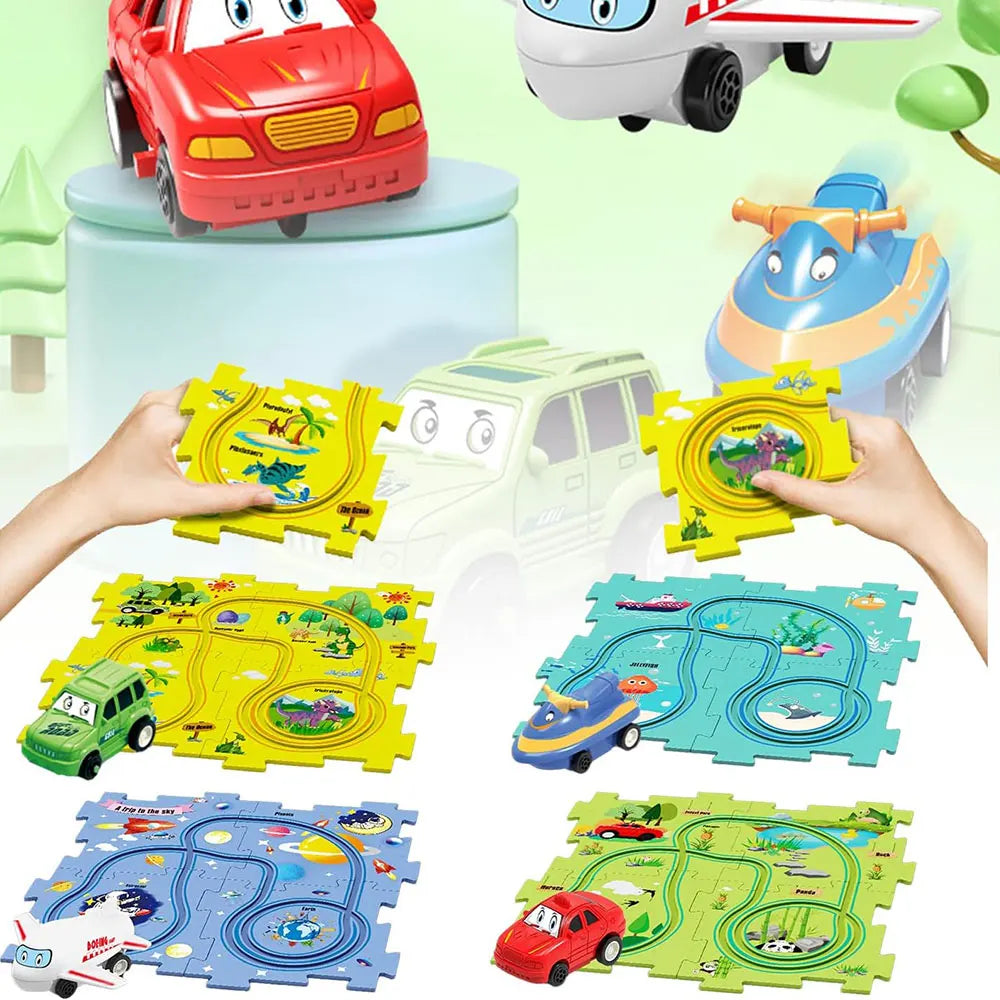Montessori Railway Puzzle Set – Colourful Train Learning & Construction Toy