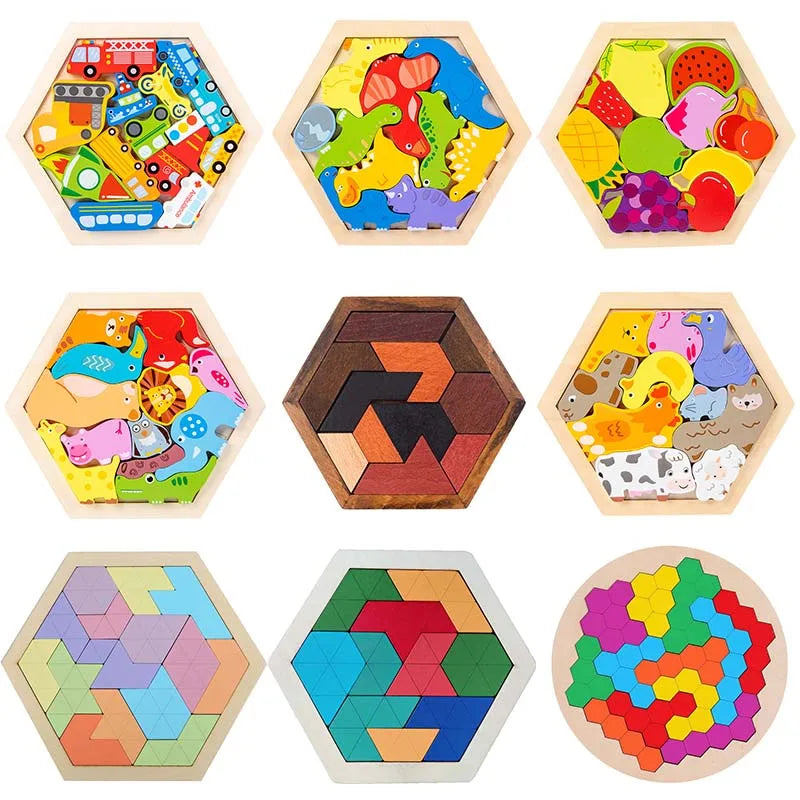 Montessori Hexagon Block Puzzle – Creative Learning Through Play
