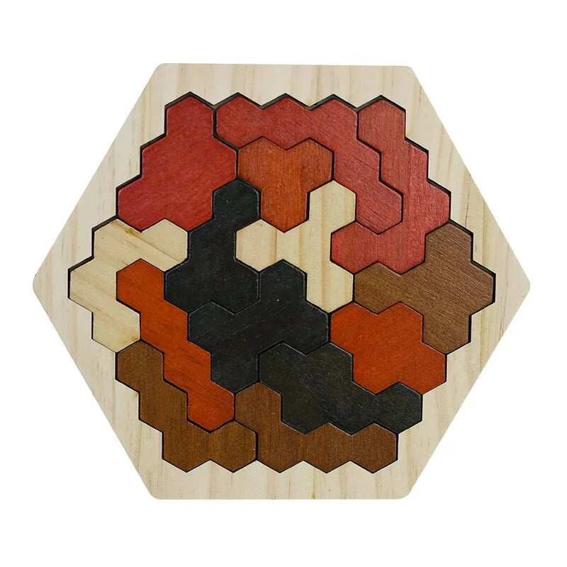 Montessori Hexagon Block Puzzle – Creative Learning Through Play