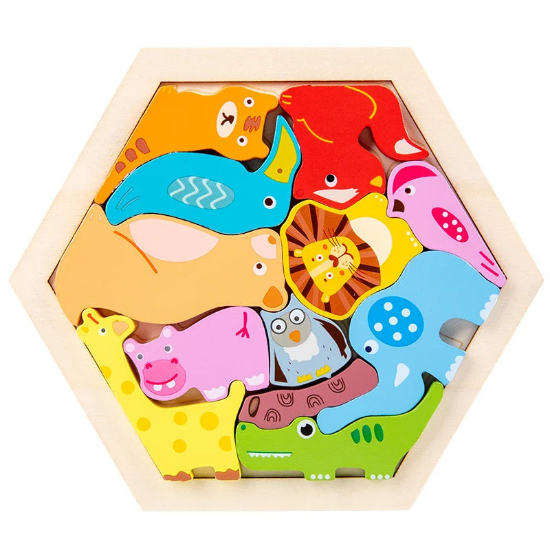 Montessori Hexagon Block Puzzle – Creative Learning Through Play