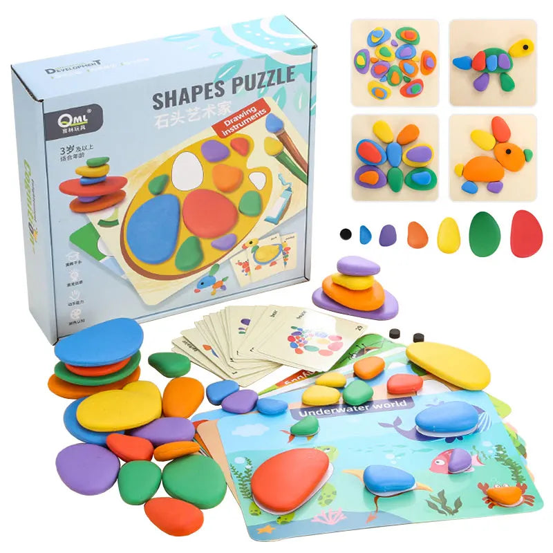 Montessori Colors & Shapes Puzzle – Educational Wooden Learning Set