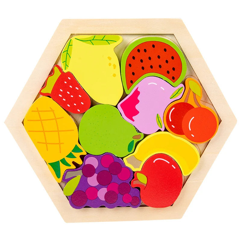 Montessori Hexagon Block Puzzle – Creative Learning Through Play