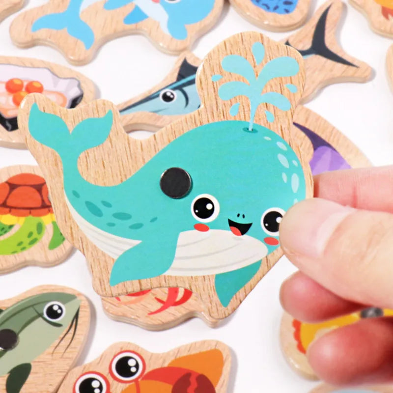Montessori Wooden Magnetic Fishing Game for Kids – Learning Toy with Fish & Fishing Rods
