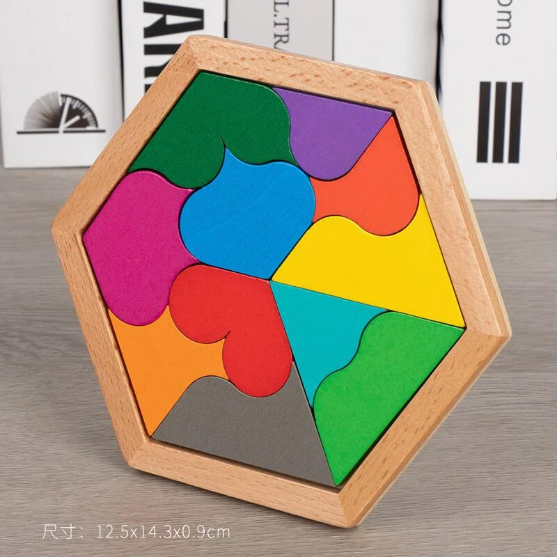 Montessori Hexagon Block Puzzle – Creative Learning Through Play