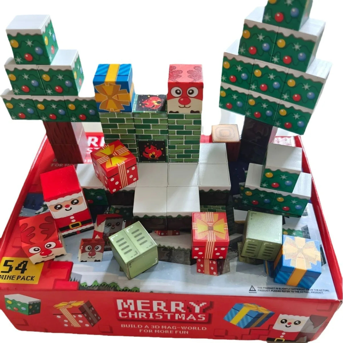 Christmas Magnetic Cube Blocks – Festive Creative Building Toy for Kids