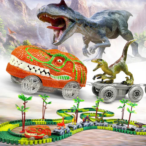 Dinosaur Adventure Track Set – Flexible Railway with Light-Up Train