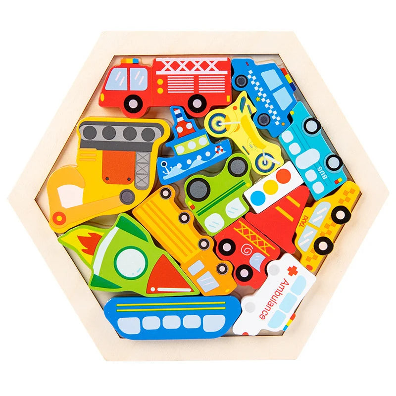 Montessori Hexagon Block Puzzle – Creative Learning Through Play