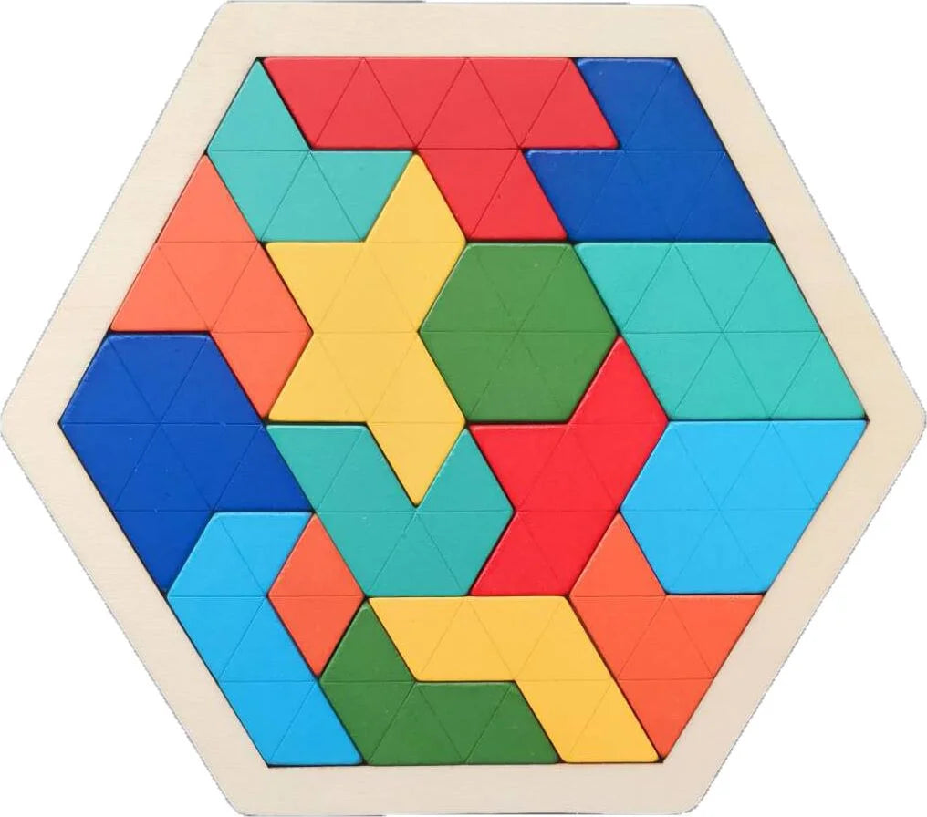 Montessori Hexagon Block Puzzle – Creative Learning Through Play