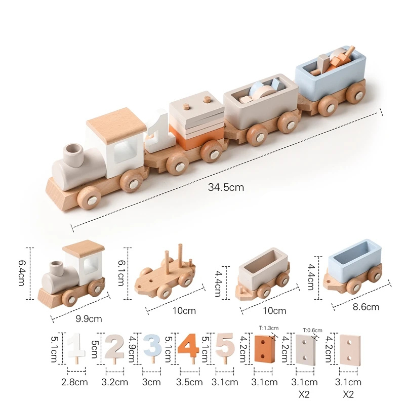 Wooden Birthday Train – Montessori Learning Toy For Early Development