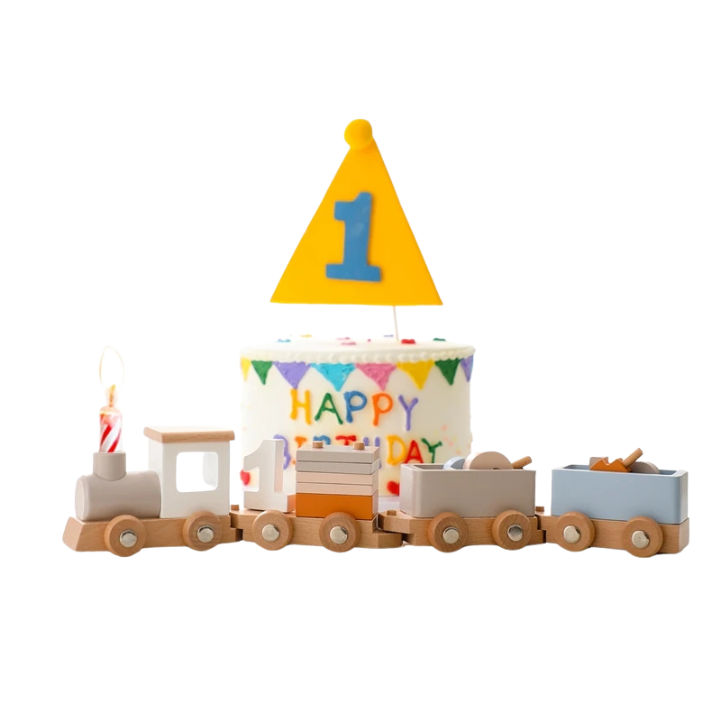 Wooden Birthday Train – Montessori Learning Toy For Early Development