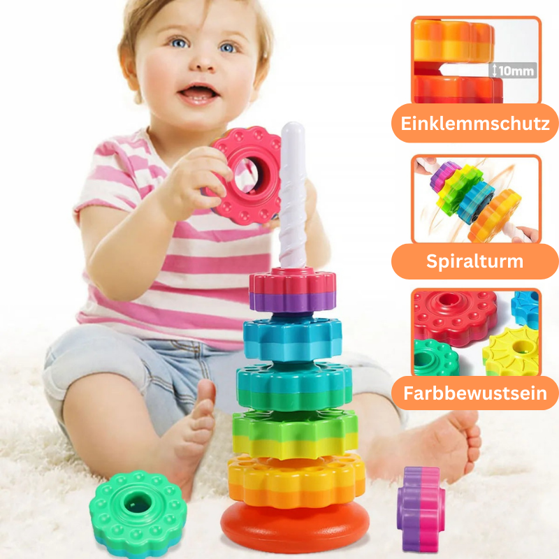 Montessori Rotating Rainbow Tower – Stack, Spin & Learn Through Play