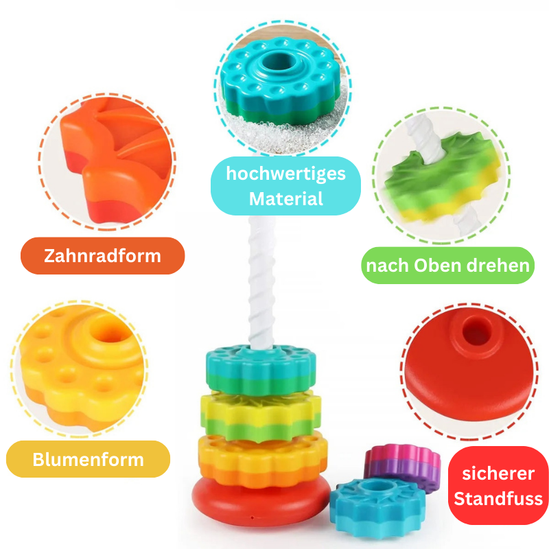 Montessori Rotating Rainbow Tower – Stack, Spin & Learn Through Play