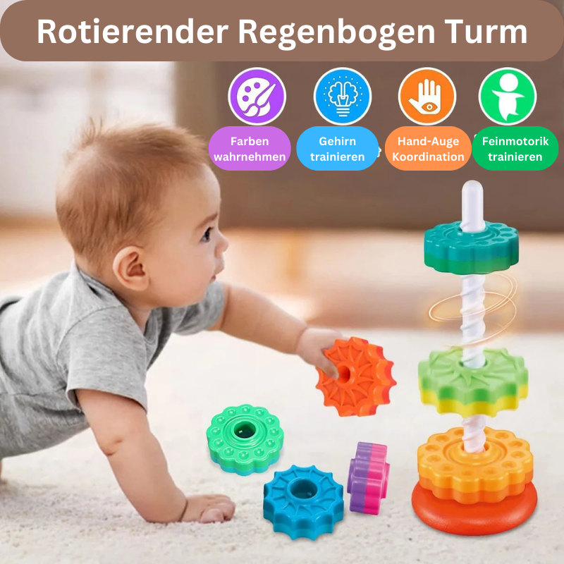 Montessori Rotating Rainbow Tower – Stack, Spin & Learn Through Play
