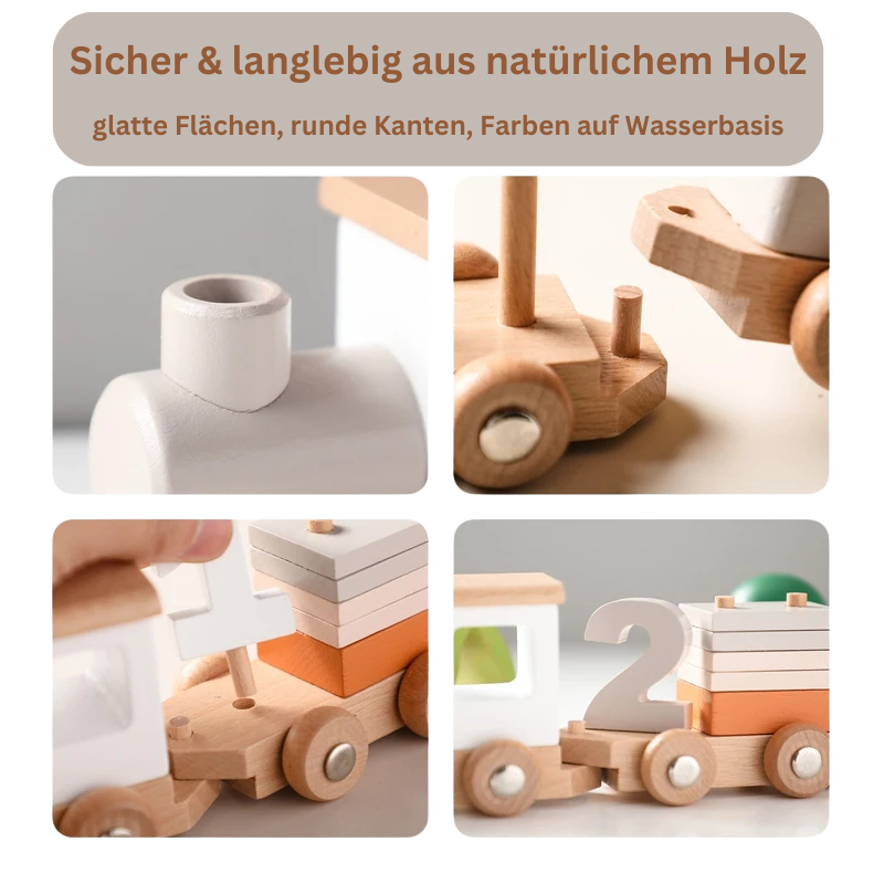 Wooden Birthday Train – Montessori Learning Toy For Early Development