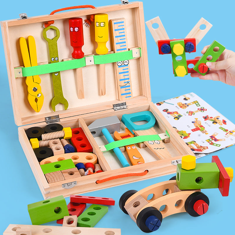Wooden Tool Box Set – Montessori Hands-On Learning Construction Toy for Kids