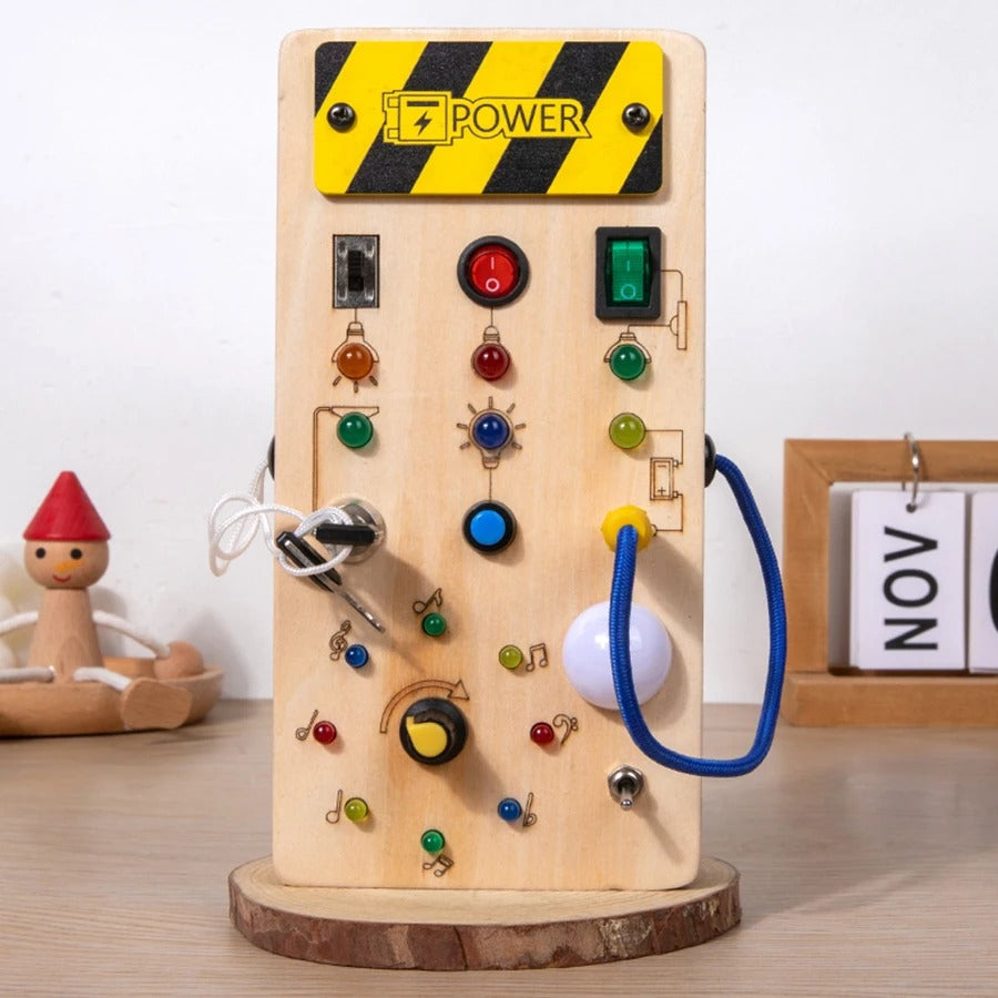 Montessori Wooden Activity Board – Learn Through Light, Switches & Curiosity