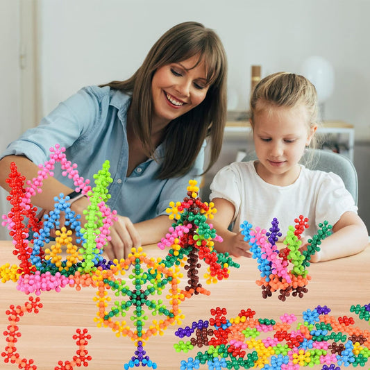Montessori Snowflake Building Blocks Set – Creative STEM Construction & Learning Toy For Kids