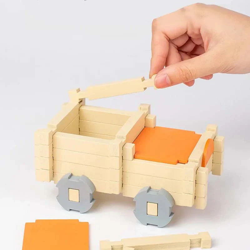 Montessori Wooden Building Block Set – Natural Stacking & Construction Toy