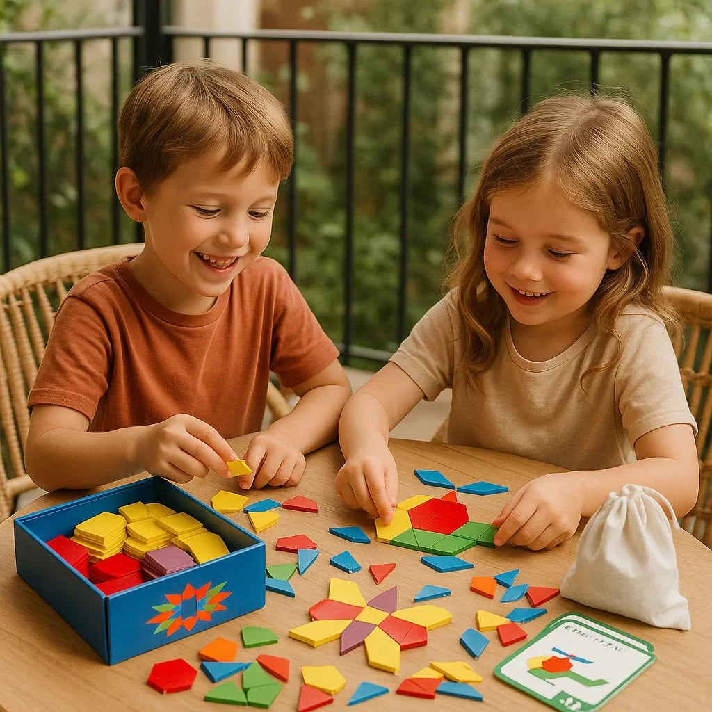 Montessori Wooden Geometry Puzzle Set – 155 Pieces for Creative Learning