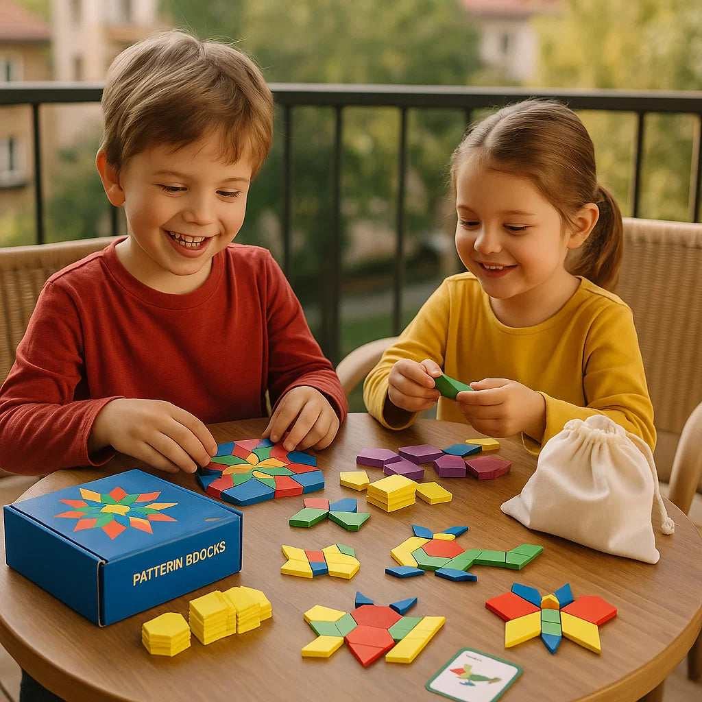 Montessori Wooden Geometry Puzzle Set – 155 Pieces for Creative Learning
