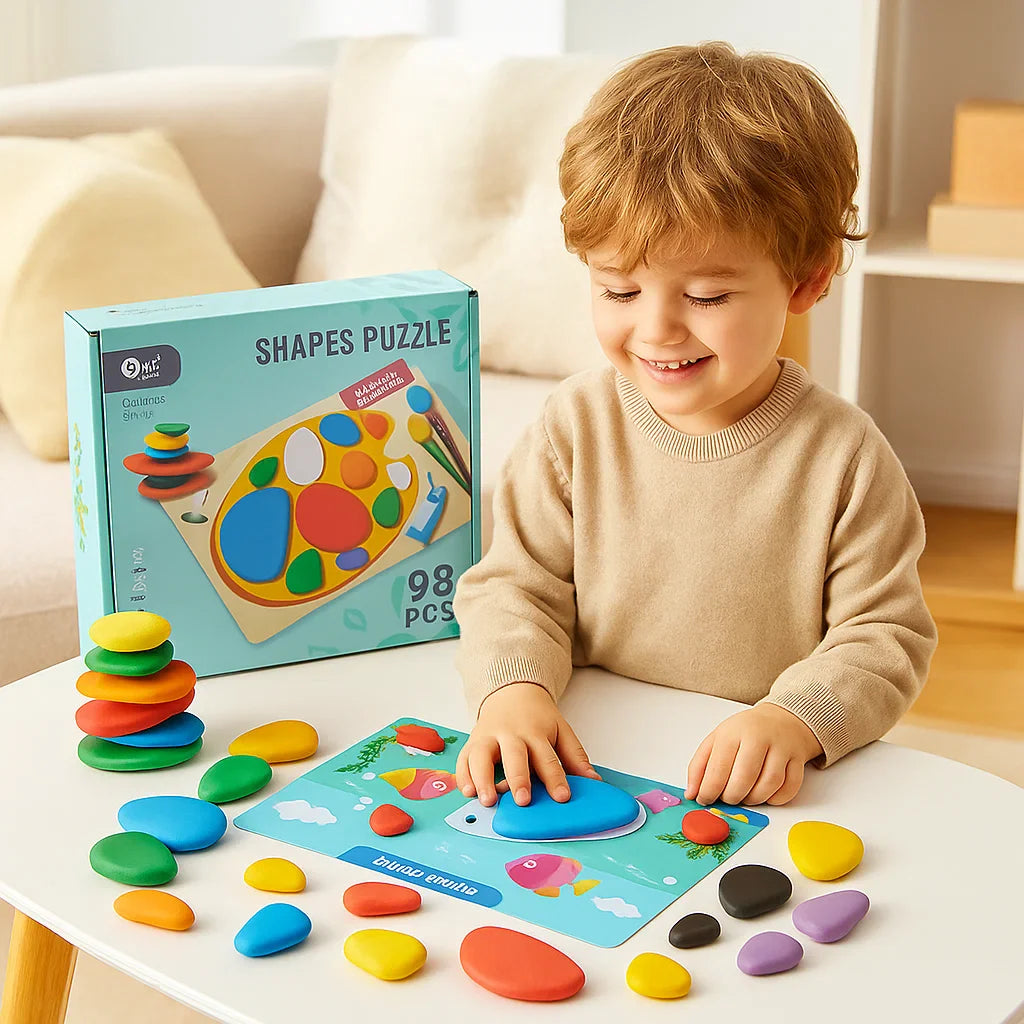Montessori Colors & Shapes Puzzle – Educational Wooden Learning Set