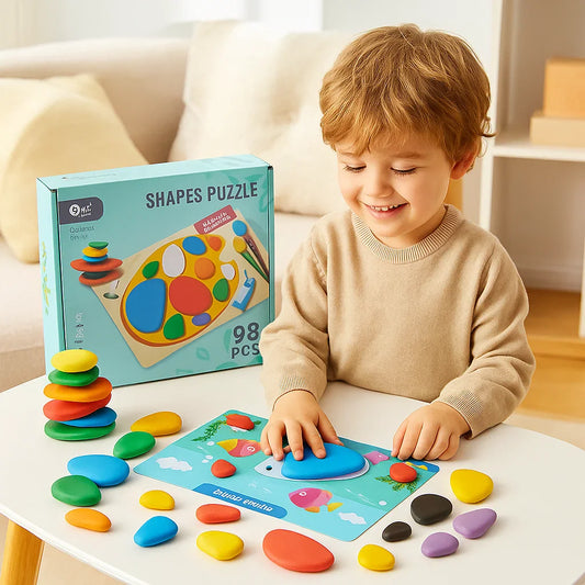 Montessori Colors & Shapes Puzzle – Educational Wooden Learning Set