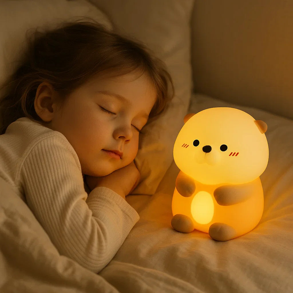 Cute Bubble Otter Silicone Night Light – Soothing Bedtime Lamp for Kids