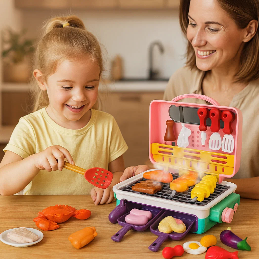 My First BBQ Grill – Kids Play Kitchen with Smoke Effect & Colour-Changing Food