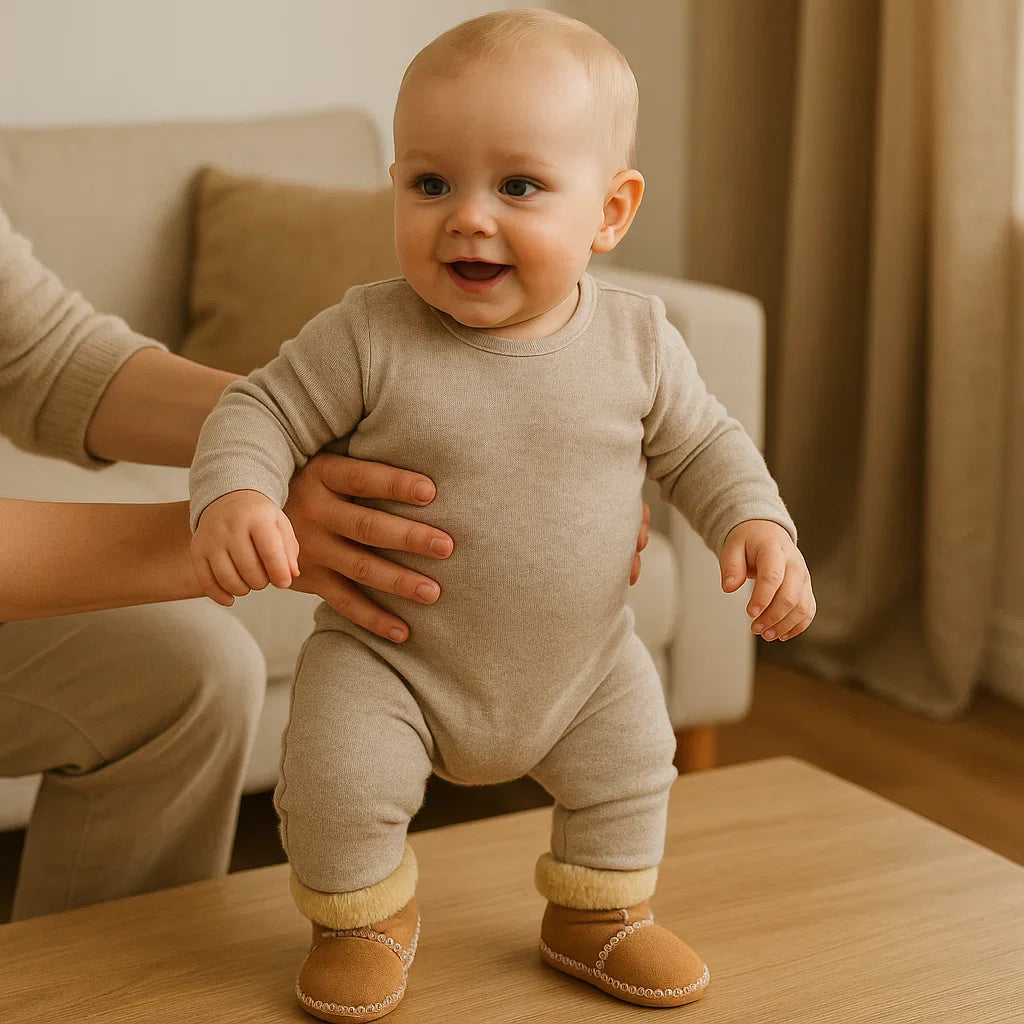 Warm Little Steps – Fleece-Lined Baby Winter Sock Shoes (Suede Look)