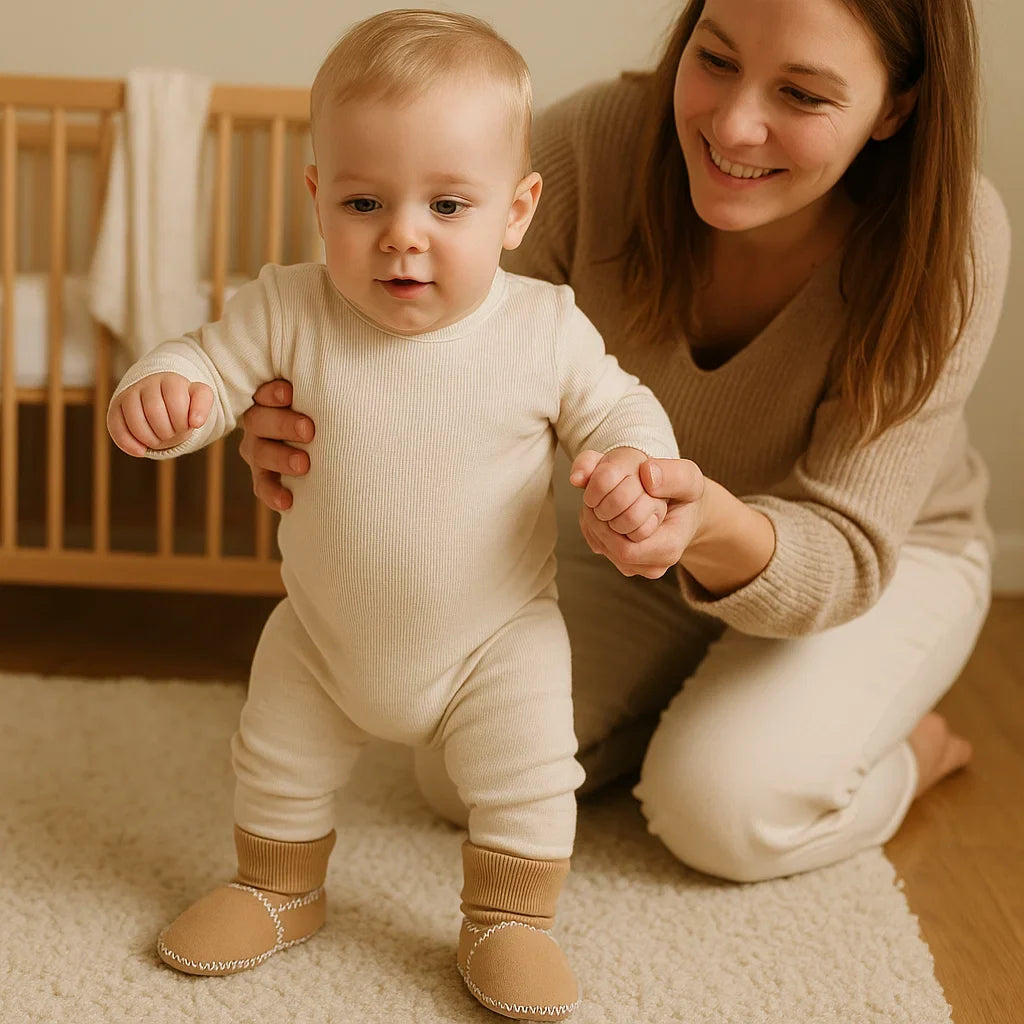 Warm Little Steps – Fleece-Lined Baby Winter Sock Shoes (Suede Look)
